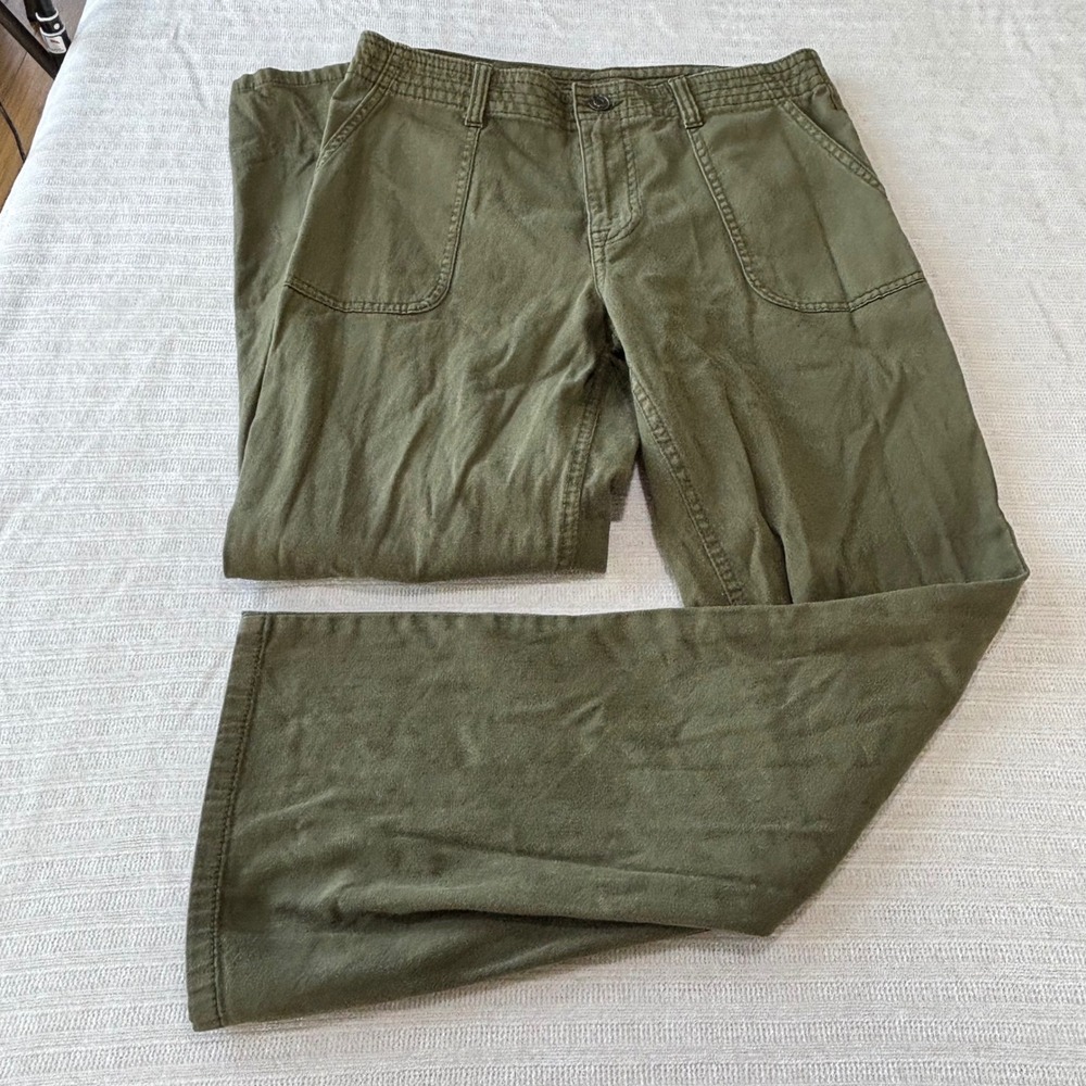 Prana Olive Green Organic Cotton Flare Utility Pants Size 6 Style 1967091